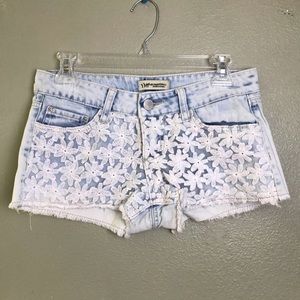 YMI Jean Shorts with White Embroidered Flower 3